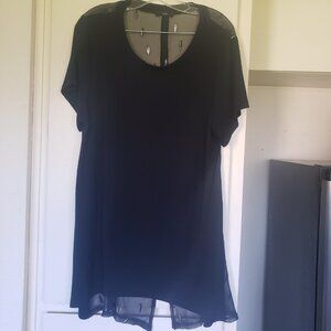 Ruti Long Top Black with Black Mesh back with Shiny Diamonds